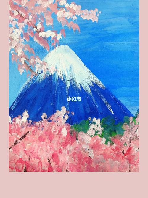 富士山水彩风景画,富士山风景画(4) - 伤感说说吧