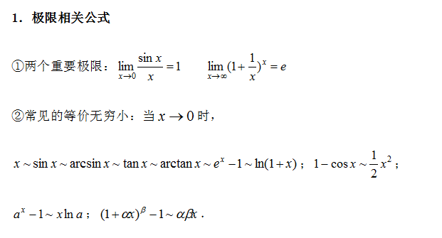极限常用公式 常用极限等价公式 伤感说说吧